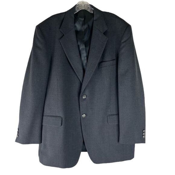 Stafford Blazer Men’s 44R Gray Wool Blend Sport Coat Suit Jacket Metal 2 Button - Picture 1 of 15